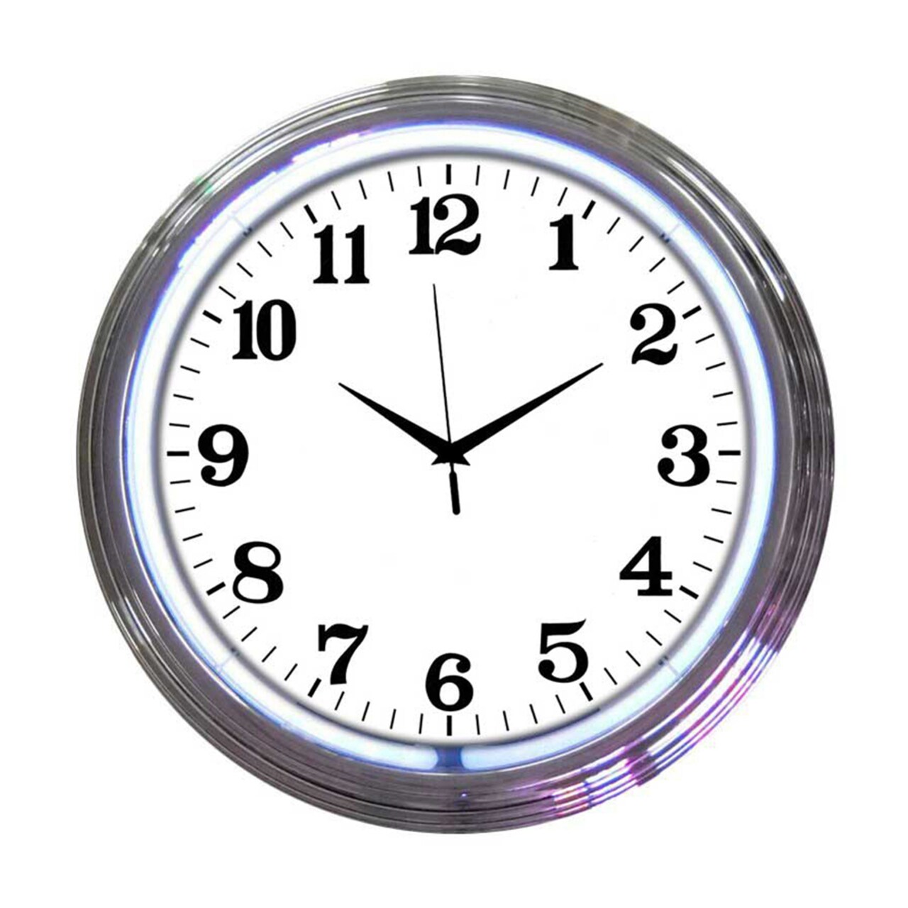 Neonetics Home Indoor Restaurant Kitchen Decorative Chrome White Standard Neon Wall Clock